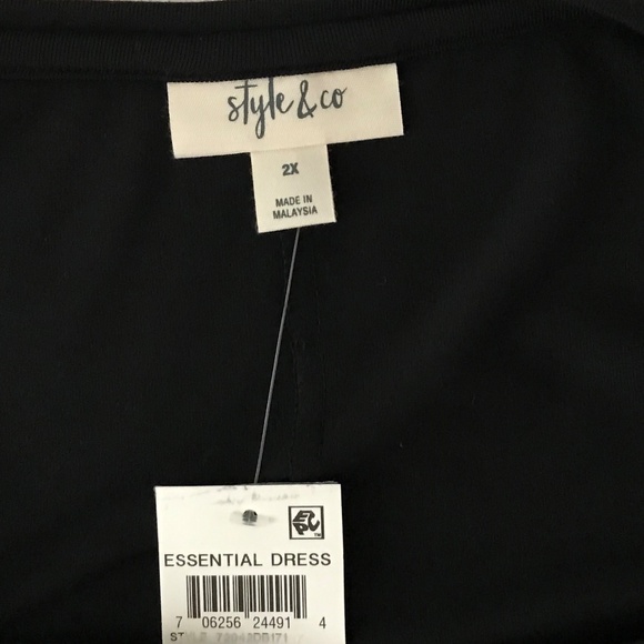 STYLE & CO Fit & Flare Midi Dress Scoop Neck Black Swing Women’s Plus Size 2X - Picture 9 of 16